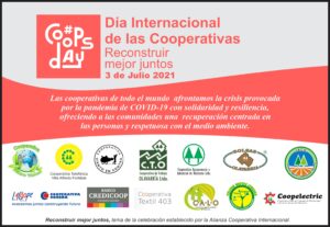 El objetivo del #CoopsDay es dar a conocer las cooperativas y promover los ideales del movimiento, como la solidaridad internacional, la eficiencia económica, la igualdad y la paz mundial. Desde 1995, la ACI y las Naciones Unidas han establecido el tema para la celebración del #CoopsDay a través del Comité para la Promoción y el Avance de las Cooperativas (COPAC). La celebración de este año es la 27ª edición del Día Internacional de las Cooperativas desde su reconocimiento por parte de las Naciones Unidas y la 99ª edición del Día Internacional de las Cooperativas desde su primera celebración registrada.