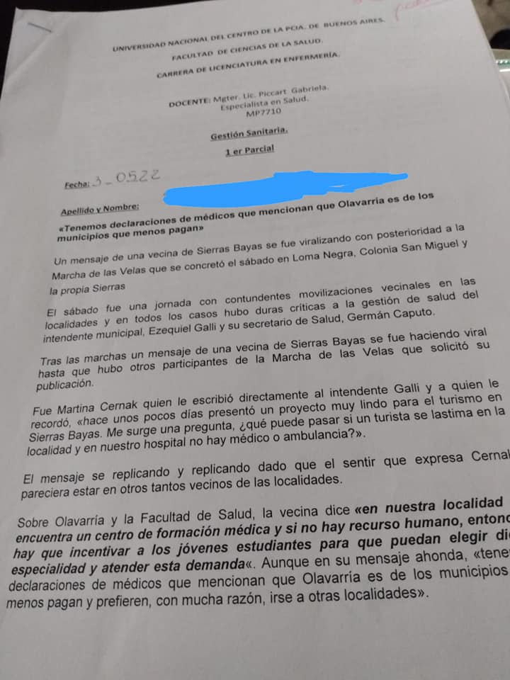 Galli acusó a la UNICEN