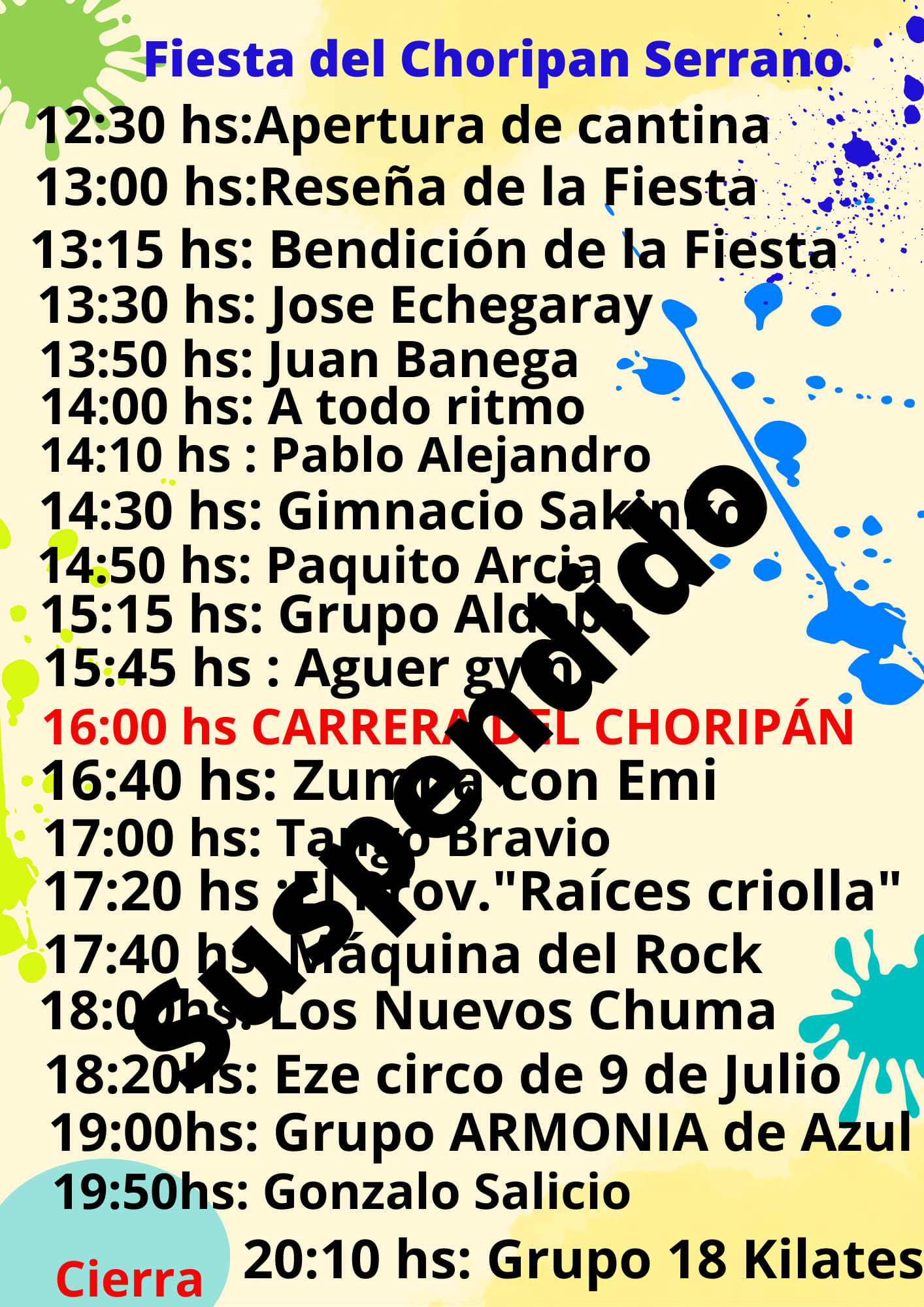 Se suspendió la fiesta